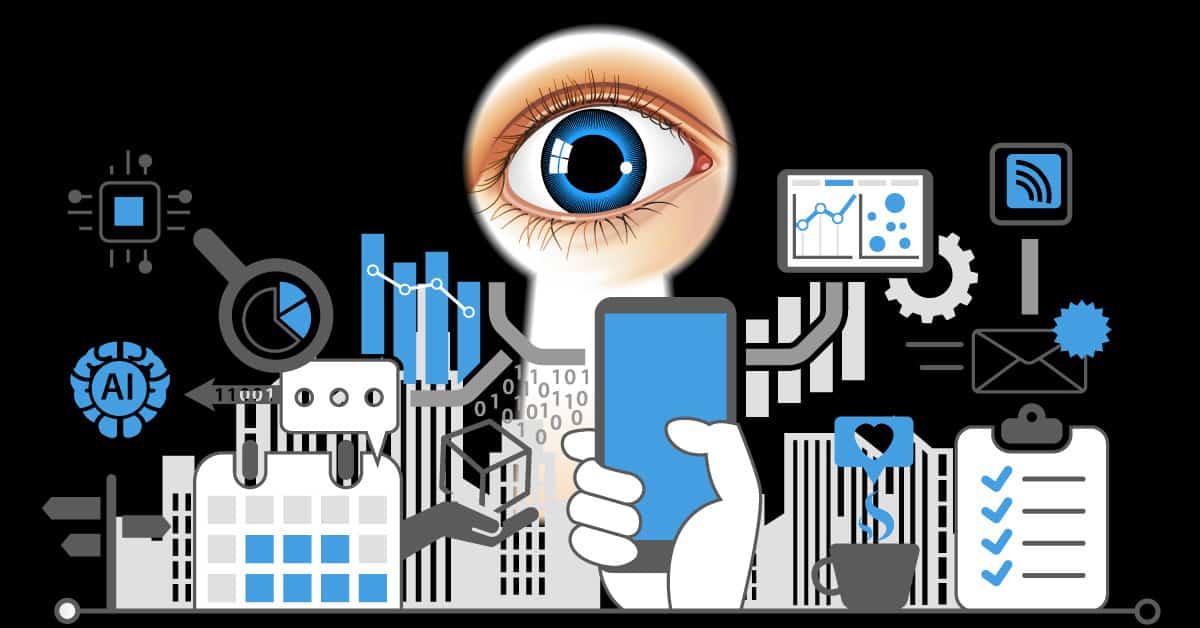 An illustration depicting a hand holding a smartphone, surrounded by icons representing data management, including charts, AI, and communication tools, emphasizing the concept of a Single Source of Truth (SSOT) for enhanced decision-making.