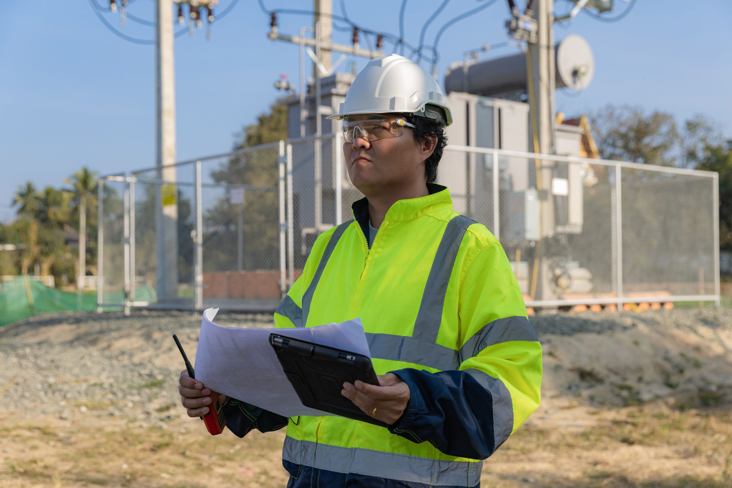 Electrical engineer working in site
